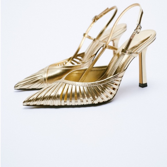 ZARA Metallic Pink Pointed High Heel Shoes With Medium Heel Size 41, 38 (F) - Picture 5 of 12